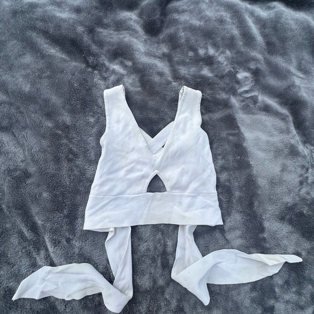 White Sleeveless Crop Top/Bralette with Cutouts✂️🤍